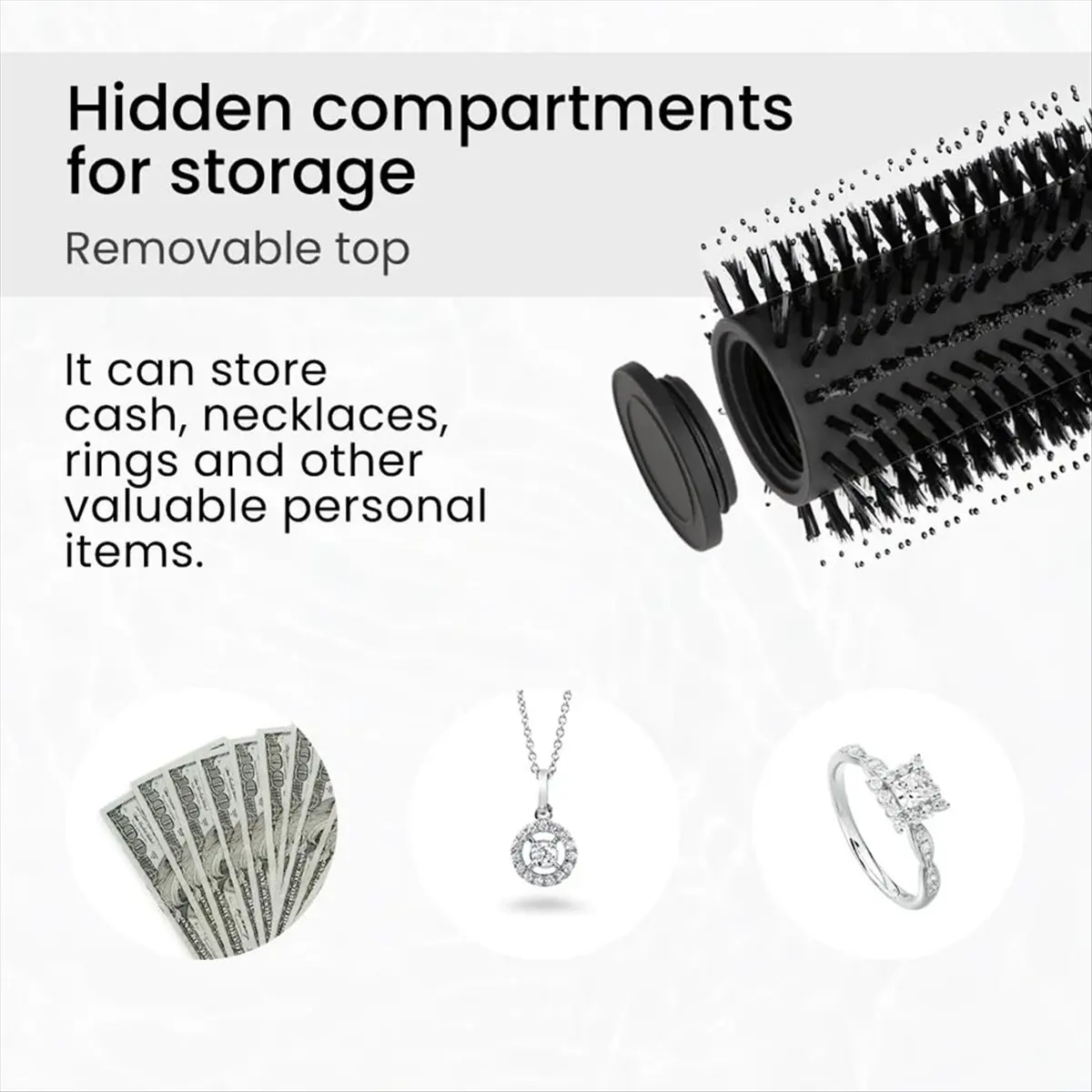 L! DT984^Travel Hair Brush Secret Hidden ,Safe Hidden Stash Secret Boxes Container, Money Jewelry Keys Valuables