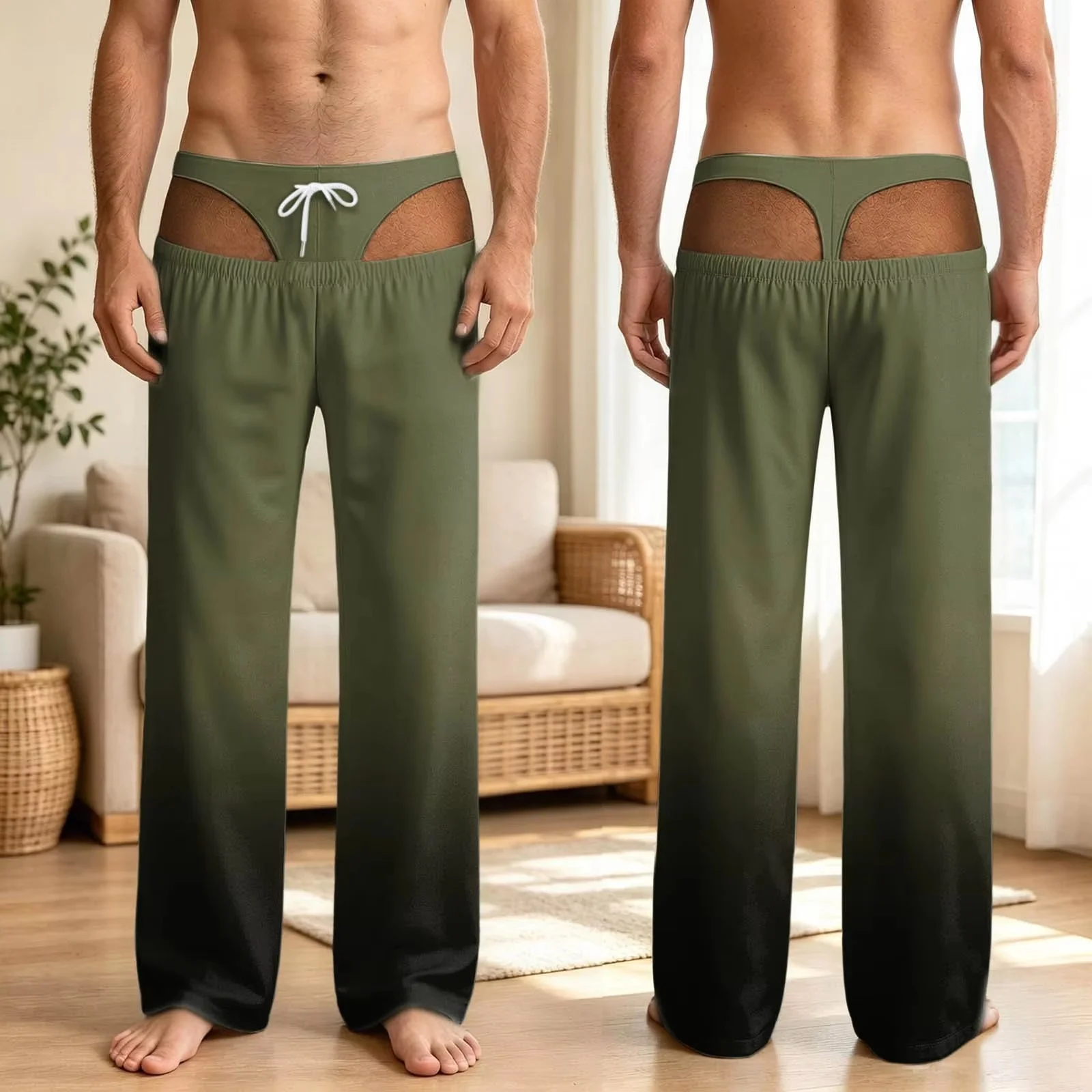 Men 3D Tropical Jungle Print Quick Dry Long Pants, Tiger Parrot Snake Floral Pattern Elastic Drawstring Casual Lounge Trousers