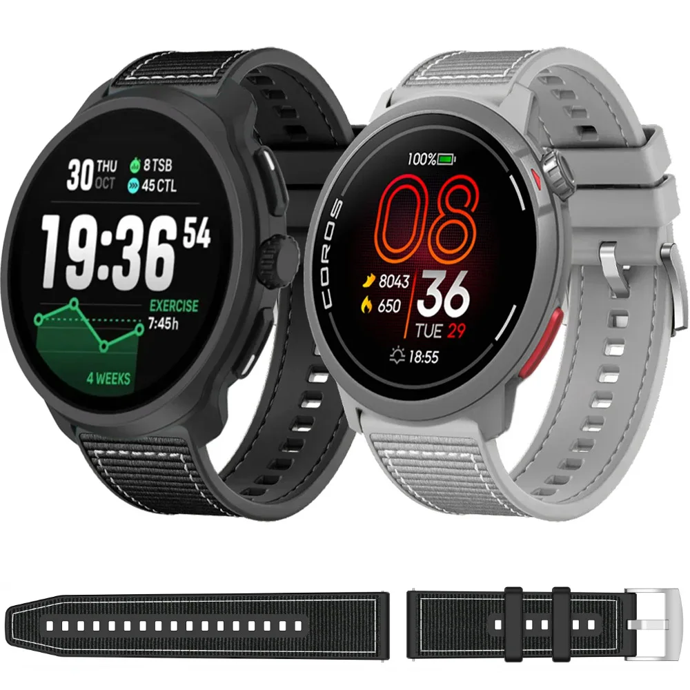 Correa de silicona compuesta de 22mm para COROS PACE 4 3 2/PACE Pro/APEX 4 42mm/2 Pro pulsera para Suunto Vertical 2/Race/Run/Ocean Band