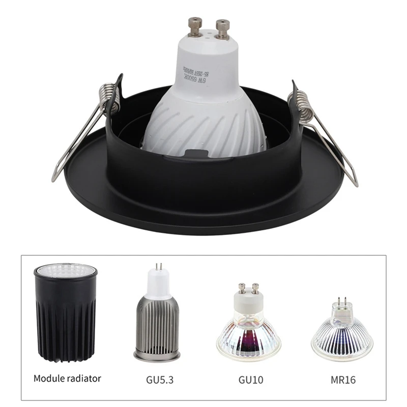 埋め込み式LEDスポットライトフレーム,LEDライトホルダー,カットアウト,電球ホルダー,70mmプラスチック,MR16, GU10