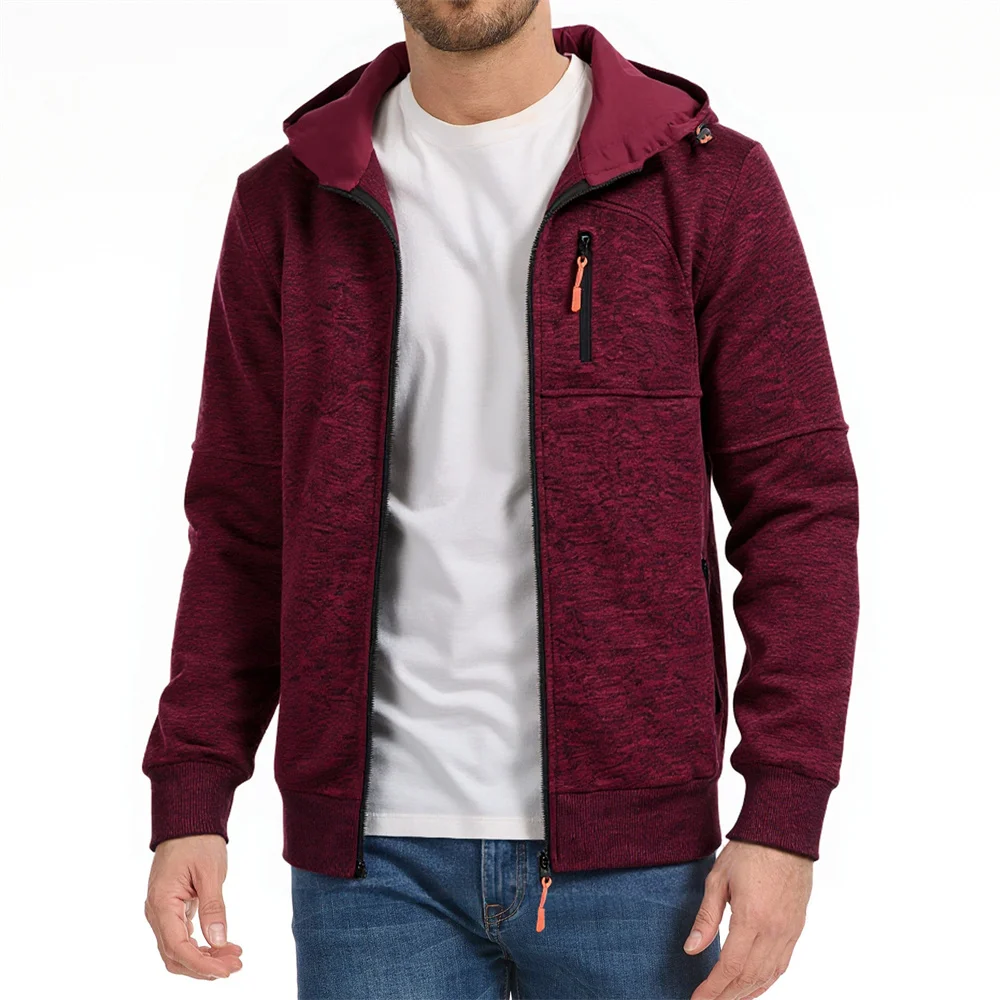 Autumn Men's Jackets Slim Fit Zipper Design Hooded Windproof Solid Color Fashion Male Sweatshirts Jacket Classic Outwear