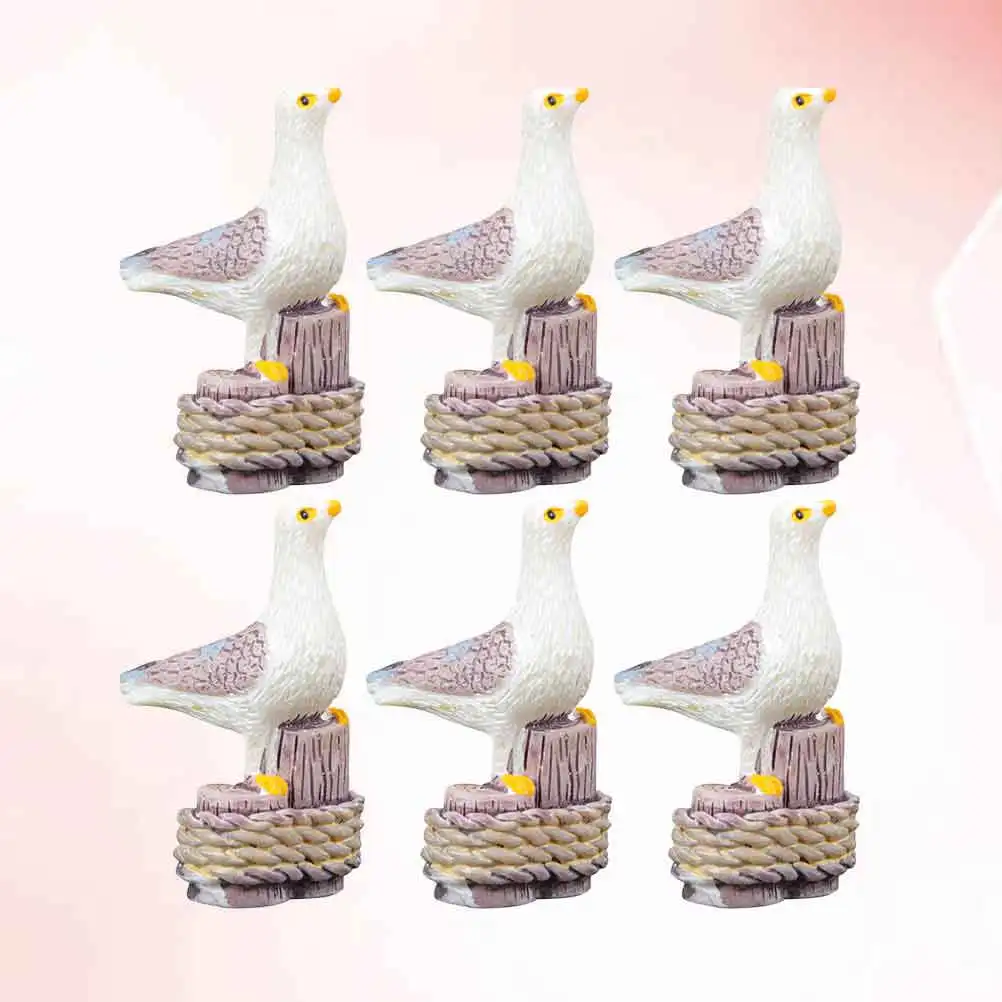 

6Pcs Resin Desktop Ornament Seagull Mini Sculpture Craft Micro Landscape Decoration Office Home Adornment Mini Sculpture Craft