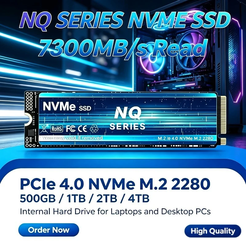NQ SERIES 500GB-4TB M.2 2280 NVMe PCIe 4.0 SSD, 7300MB/s Read, Internal Hard Drive for Laptops and Desktop PCs.