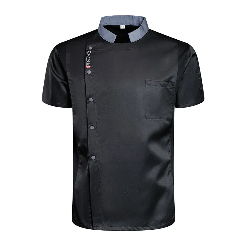 

Black Short Sleeve Chef Uniform Men Women Food Service Kitchen Cooking Costume Restauran Chef's Jackets Bakery Waiter Workwear