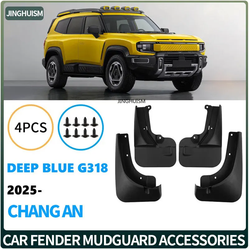 Car Mud Flaps ABS Mudguards Cars Exterior  Black Splash Guards Tire for CHANGAN Deep Blue G318 2025 Protection Dirt and Mud
