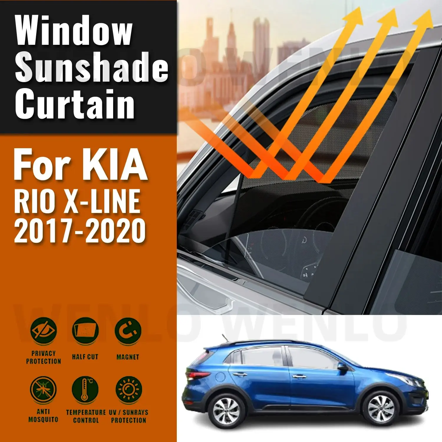 

For Kia RIO X-LINE 2017 2018 2019 2020 Magnetic Car Sunshade Shield Front Windshield Curtain Rear Side Window Sun Shade Visor