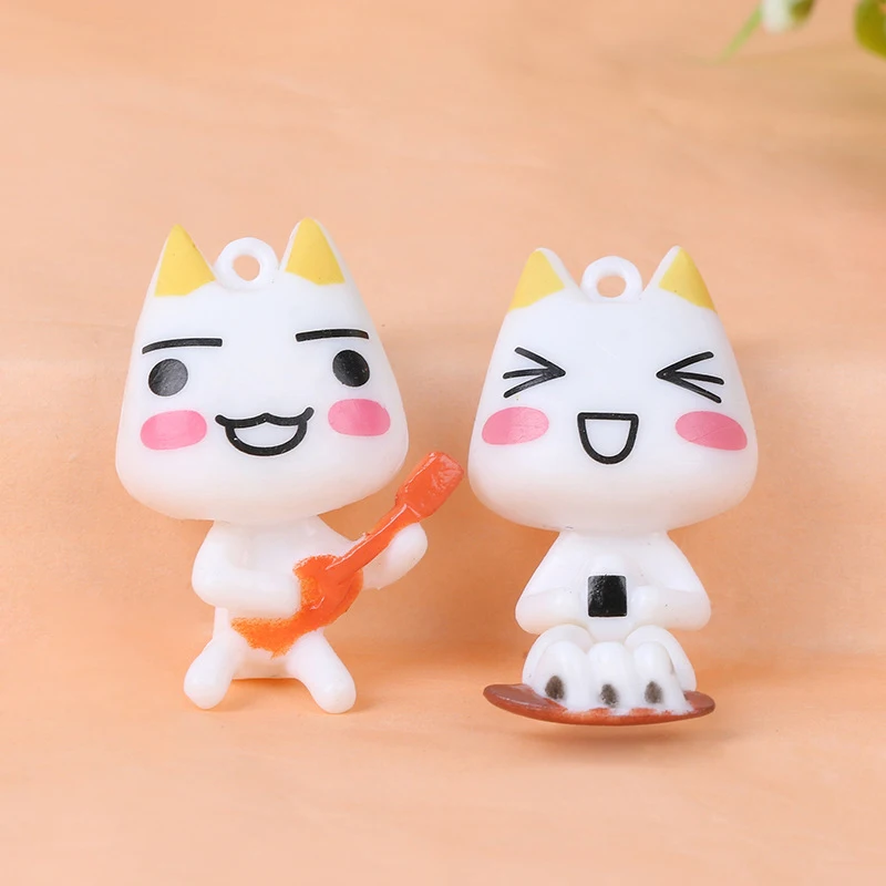 10 Pcs Kawaii Toro Inoue The Cat Cute Action Anime Figurines Car Interior Ornament Keychain Charm Pendant Toys