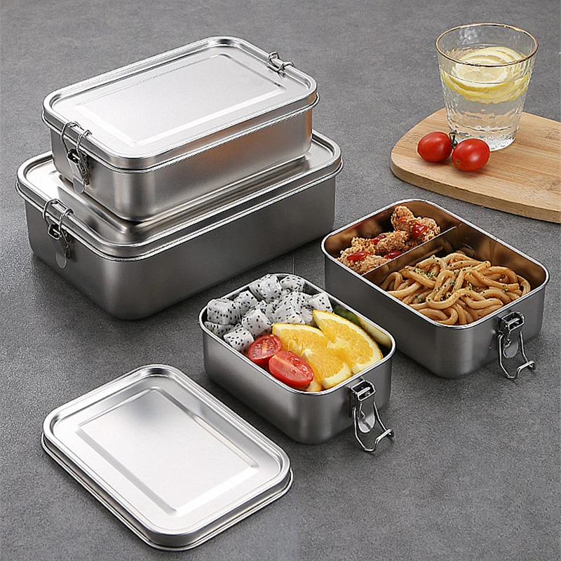 Stainless Steel Lunch Box Student School Workers Leakproof Bento Portable Food Container Storage Breakfast  Kitchen Accessories