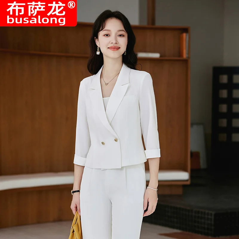 Jaqueta blazer curta casual para mulheres, novo estilo primavera e outono, sensação sofisticada, versão pequena coreana, terno profissional solto