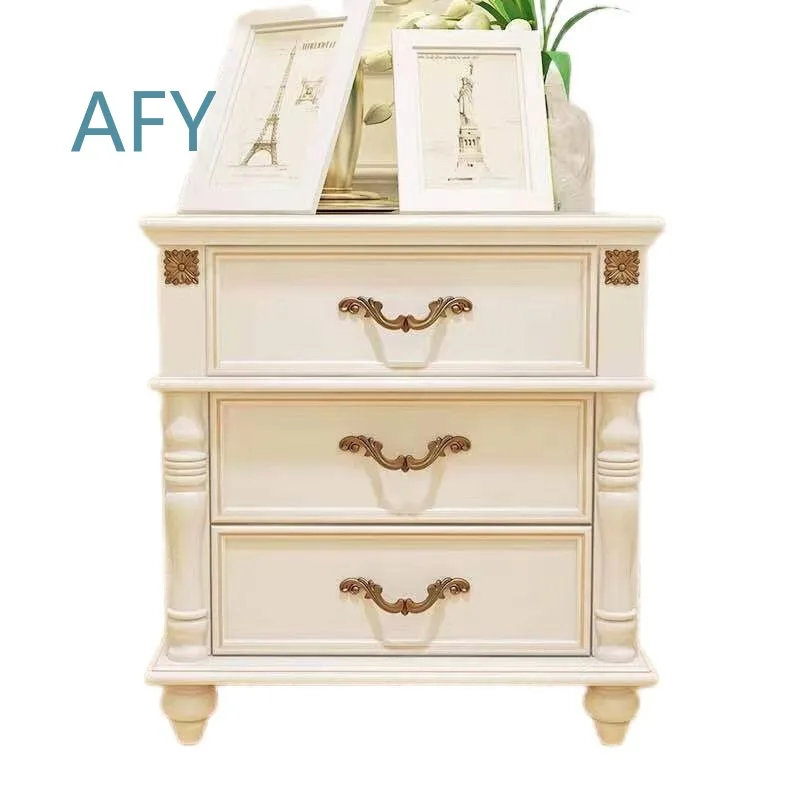 Solid Wood Bedside Table for American European Bedroom Modern Simple Storage Cabinet for Home Mini Nightstand Furniture
