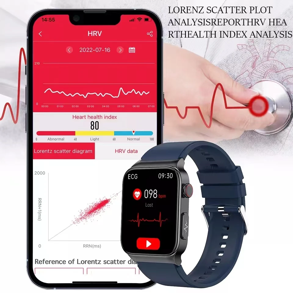 Multifunctionele Smart Watch Nieuwe E500 Kleine Lichaamstemperatuur Hartslag Bloeddruk Ondersteuning Spo2 Waterdichte Ip68 Laser Ecg