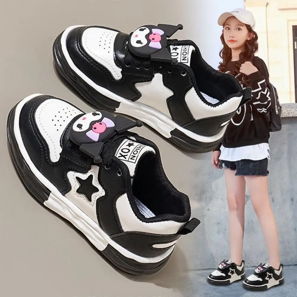 Anime Cartoon Sanrio Kuromi Girls Sneakers Casual Fashion Soft Bottom Anti-Slip Flat Shoes Spring Autumn Children's Shoes Gifts