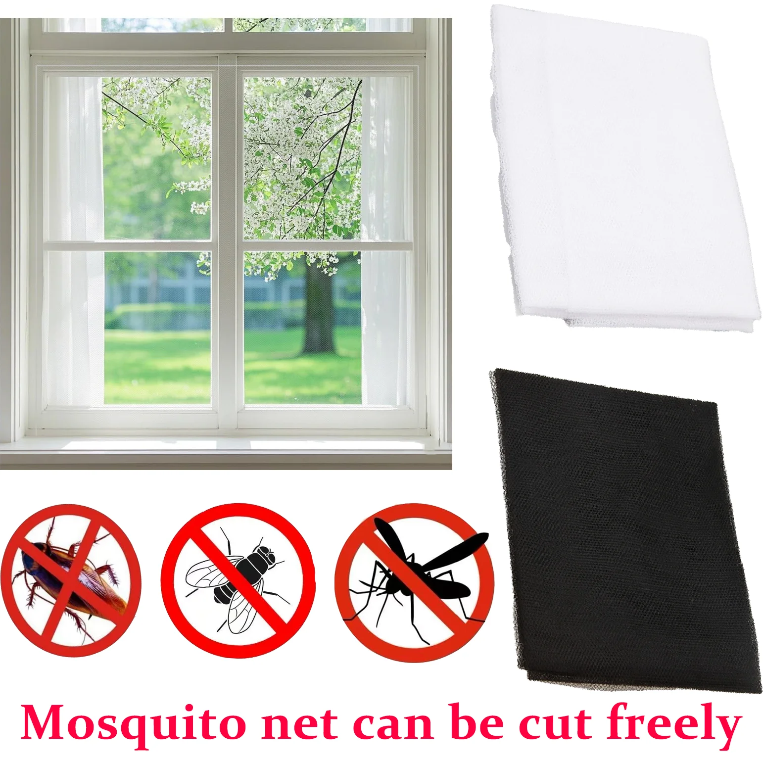 DIY Mosquito Screen Net Cuttable Window Insect Mesh Self Installed Fly Protection Screen for Indoor outdoor Use Anti Mosquito