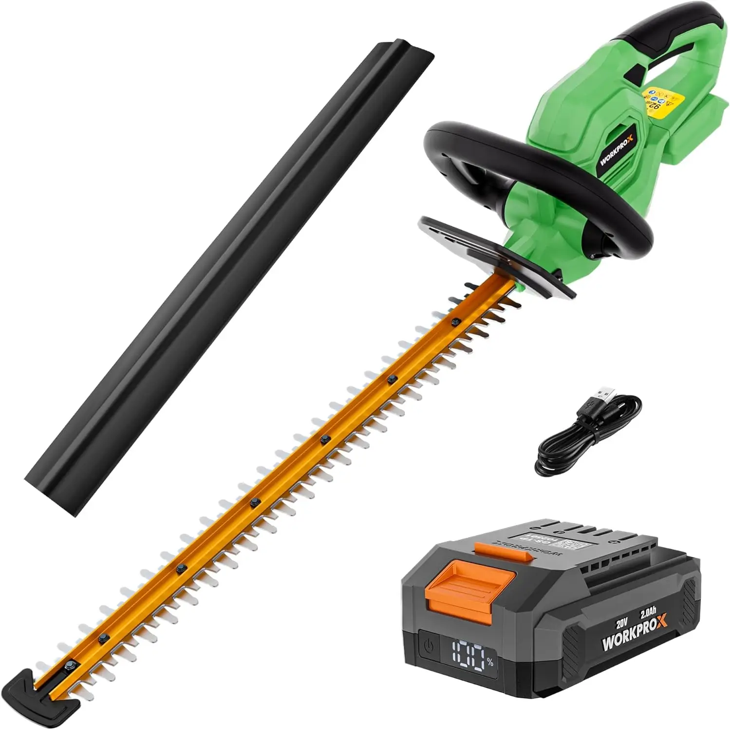 

20V Cordless Hedge Trimmer, Electric Bush Shrub Trimmer, 22" Dual-Action Blade and 3/4" Cutting Capacity with Safety Lock, Great