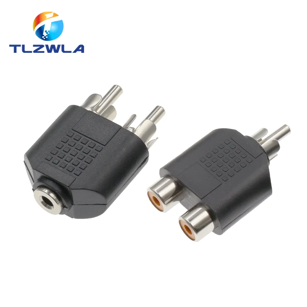 1PCS RCA Female Socket Turn 3.5MM Stereo Plug Audio Adapter 6.3MM Stereo Plug To RCA Socket 2 in 1 Stereo Connector