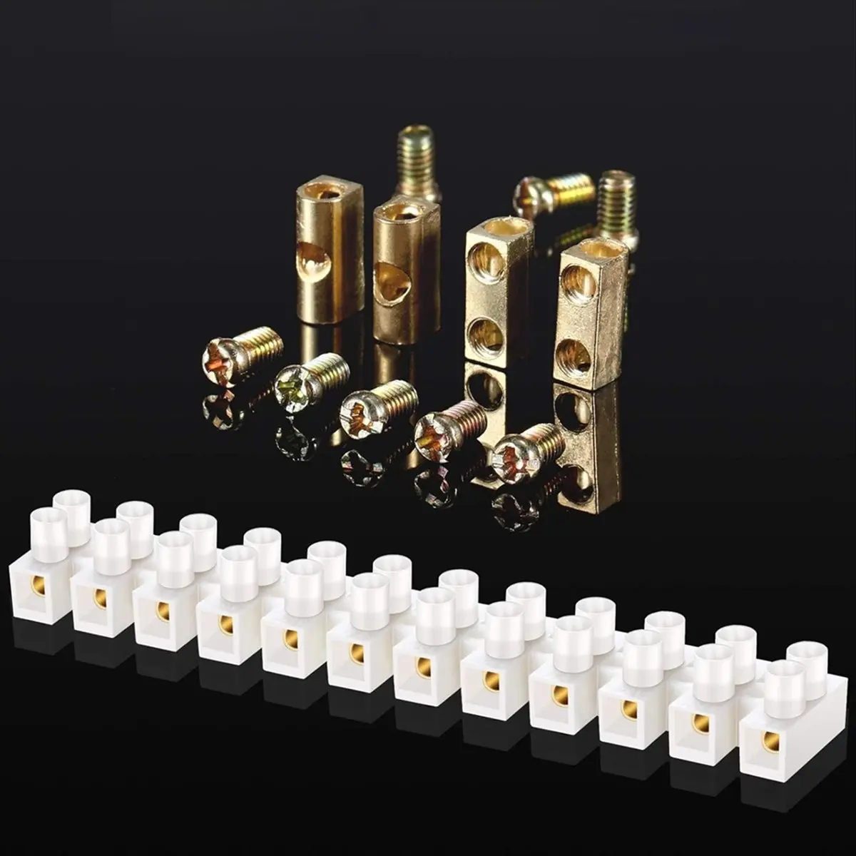 Top Sale 50Pcs Terminal Block White Terminal Connector Dual Row Electric Barrier Block 12-Position Terminal Strip,10A 380 V