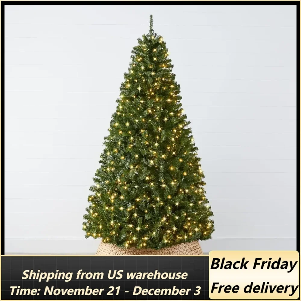 7.5ft Pre-Lit Spruce Artificial Holiday Christmas Tree for Home, Office, Party Decoration w/ 550 Incandesce Lights