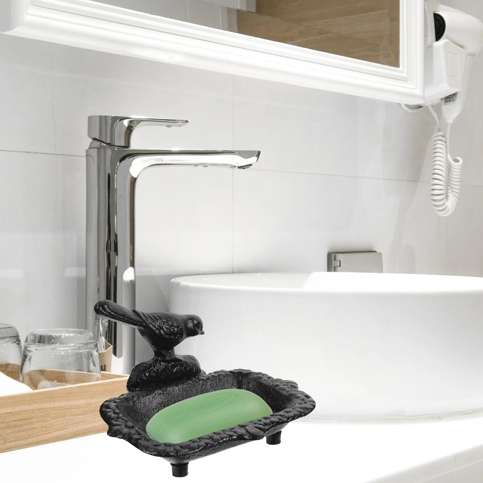 

ORFOFE Metal Soap Holder for Shower Bird Shape Drainable Soap Box Iron Tray Container Rack