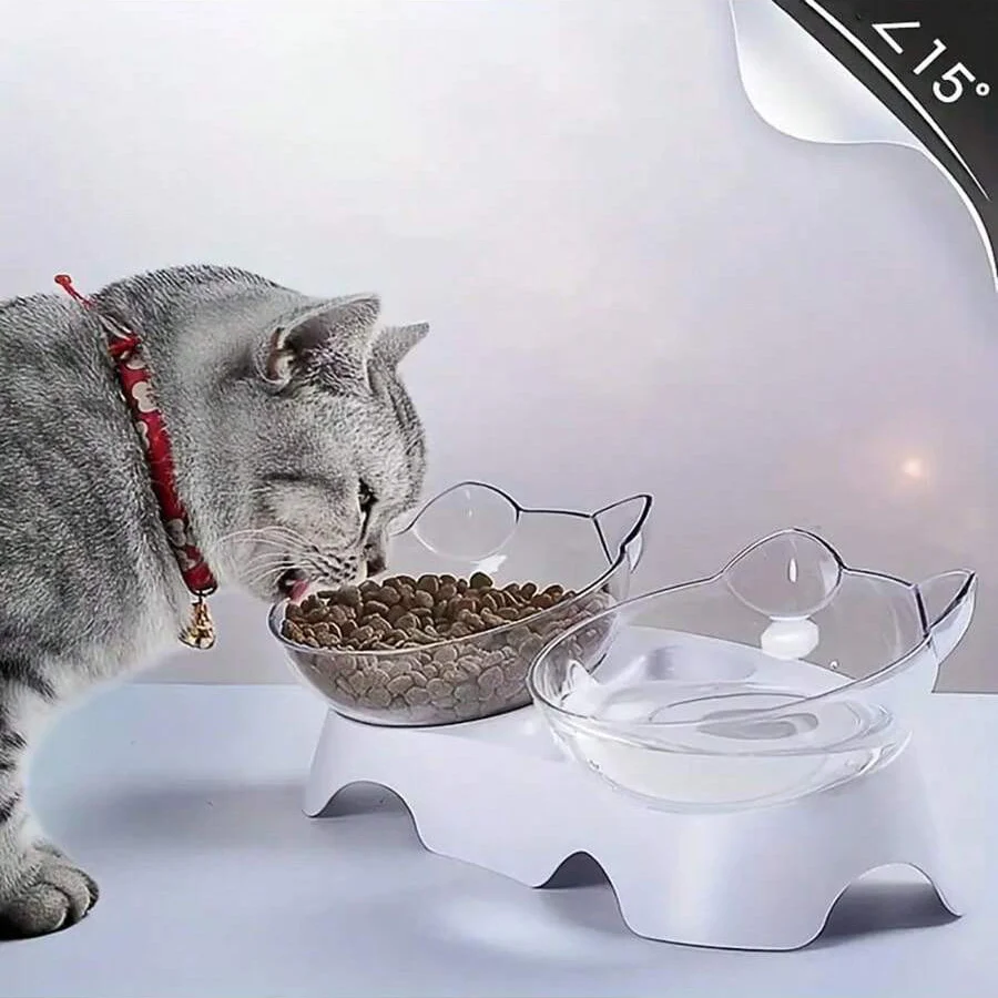 Pet Bowl for Cats and Dogs, Automatic Drinking Water Feeder, Cat Bowl with Slanted Mouth, Single and Double Bowl, Cat Food Bowl, Dog Bowl, Pet