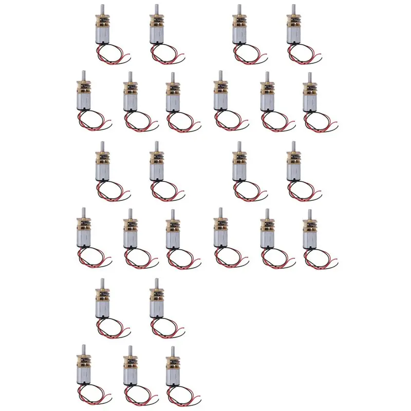 25Pcs N20 Mini Micro-Metal Gear Motor With Gearwheel DC Motors 60RPM Slow Speed Full Metal Reducer