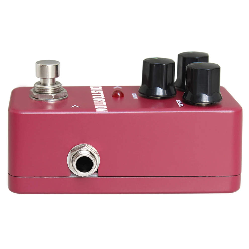 

Dark Red Mini Guitar Distortion Effects Pedal Portable Aluminum Alloy Body LED Indicator Anti-Skid Rubber Pads True Bypass
