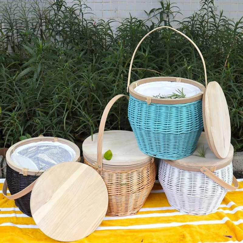 Wicker woven shockproof thermal insulation bento bag outdoor
