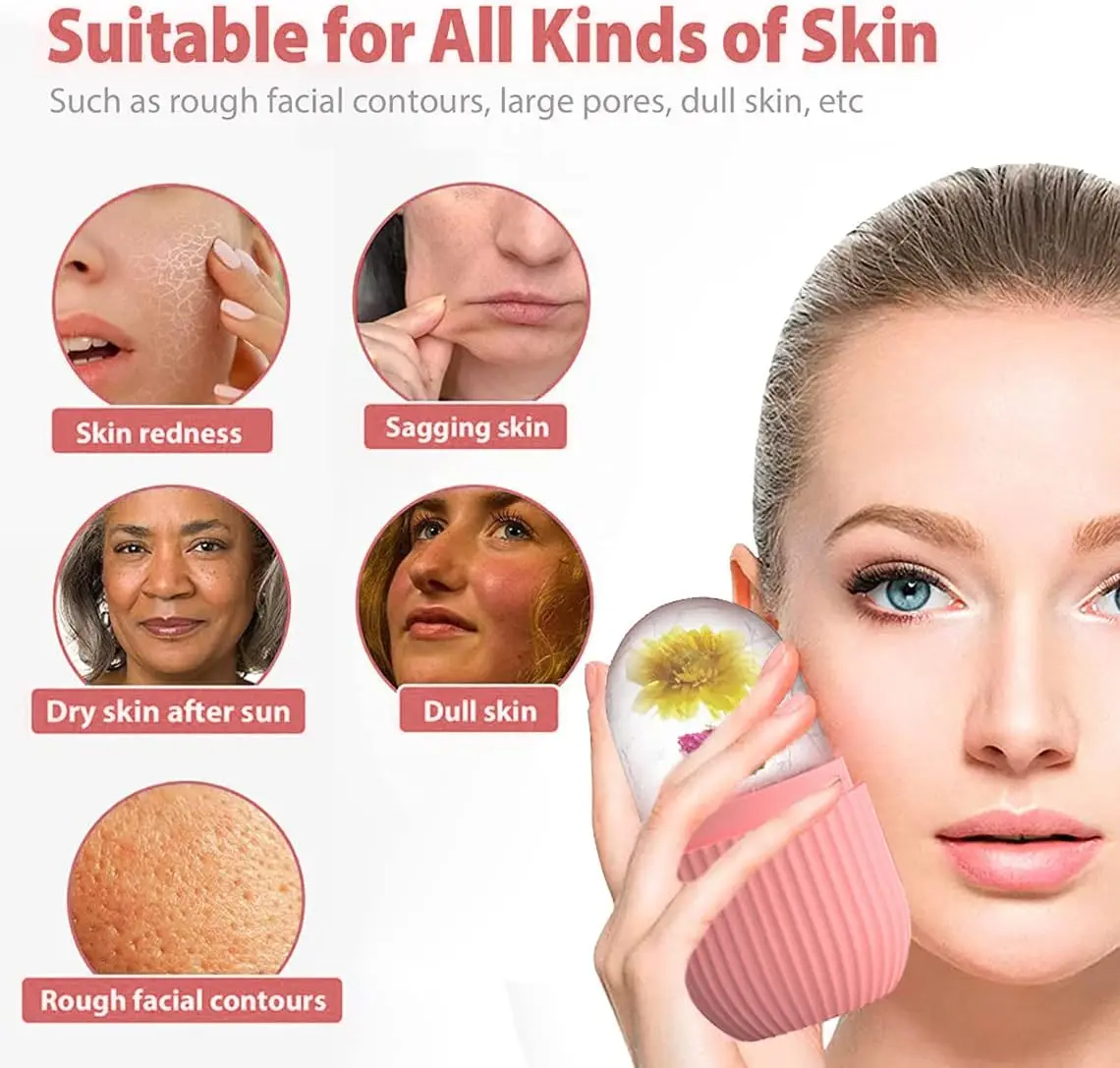 Bandejas de cubos de gelo de silicone beleza levantamento bola de gelo rosto massageador contorno olho rolo tratamento facial reduzir acne ferramenta de cuidados com a pele