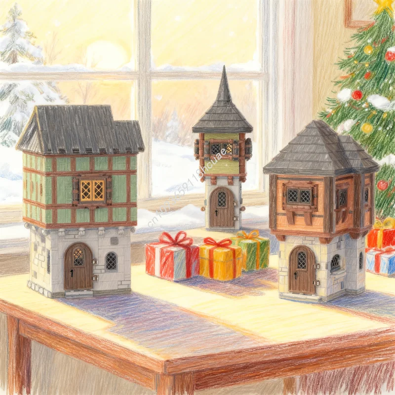 2482 elementy MOC Zamek Średniowieczne Domy Multipack Klocki Modelarskie Konstrukcja DIY Prezenty Świąteczne Kreatywne Zabawki Edukacyjne Pomysł