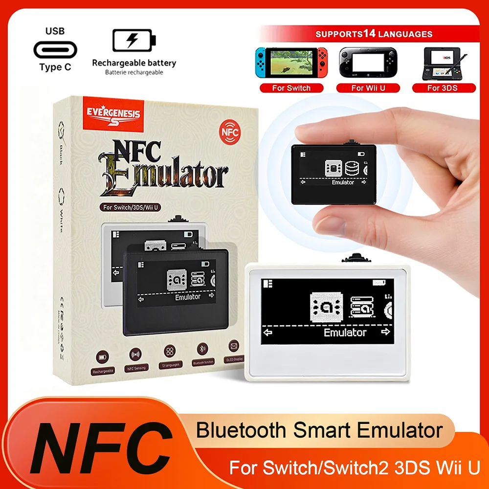 For Amiibo Chargeable NFC Emulator Intelligent Simulator Bluetooth Universal Writer for Switch2/Switch WiiU 3DS Game Accessories