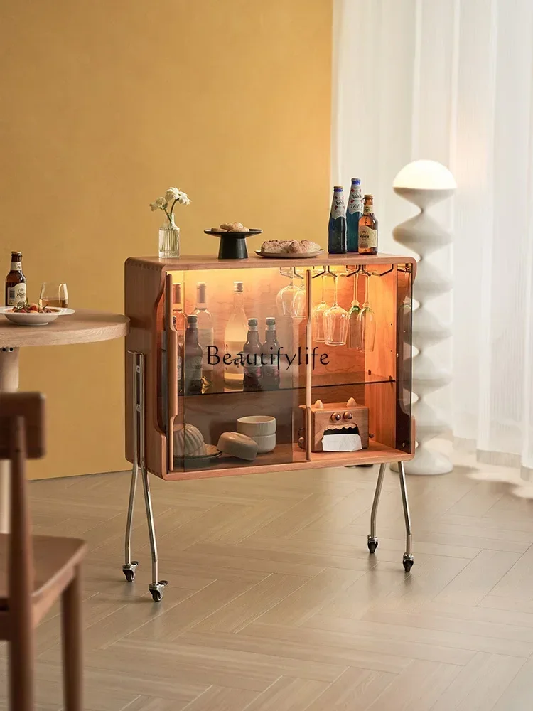 

LJYSolid Wood Removable Glass Sideboard Cabinet Living Room Cherrywood Storage CabinetLX