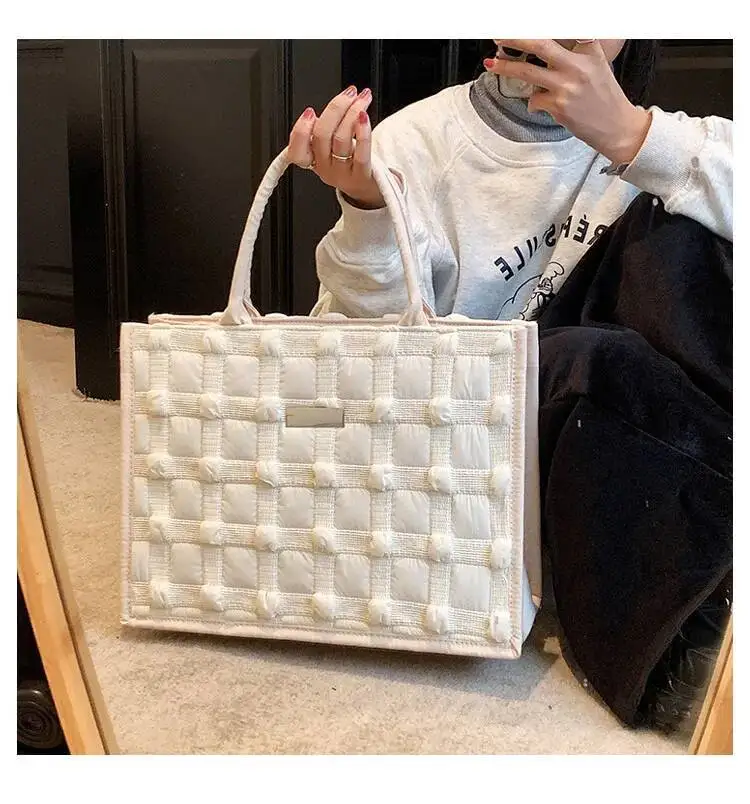 Bloom Beige Large Capacity Tote Bag Purse Women Haruku Aesthetic Casual Handbag Ladies Retro Shoulder Crossbody Bags 2025