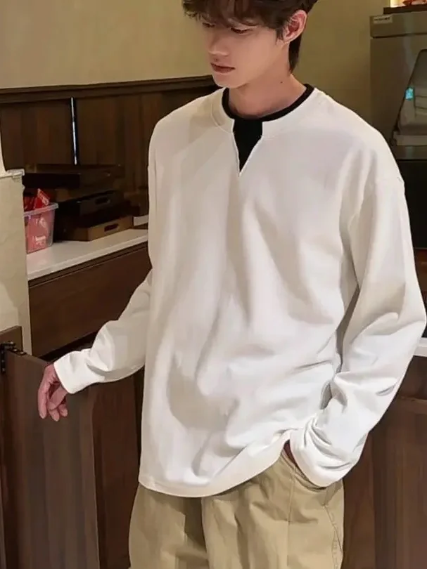 

Новые осенне-зимние плотные худи из чистого хлопка с цветным воротником, свободного кроя, модные, универсальные, для пар, повседневная уличная одежда