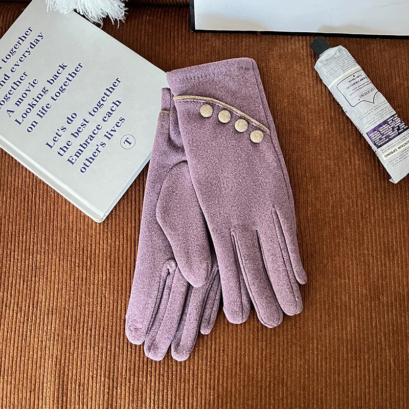 Winter Gloves, Women's Velvet Thin Cotton Warm Gloves, Anti Cold and Velvet Riding Windproof Split Finger Gloves