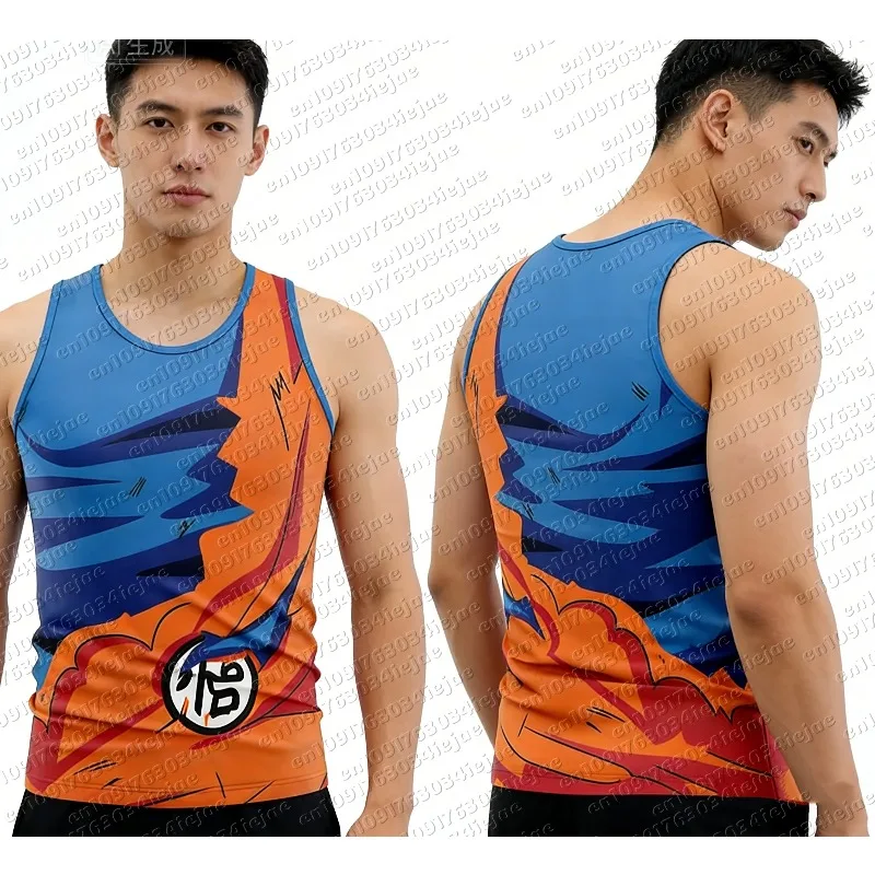 2026 Vegeta Battle Suit Dragon Ball Z Anime Tank Top Men's Cosplay Print T-shirt Casual Breathable Sports Basketball Vest