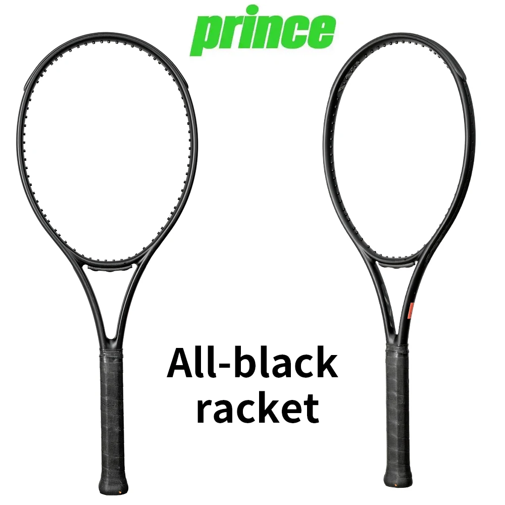 prince All-black racket G2 307g Shockproof Carbon Fiber Tennis Racquet Light-Weight Fast Control Intermediate Players