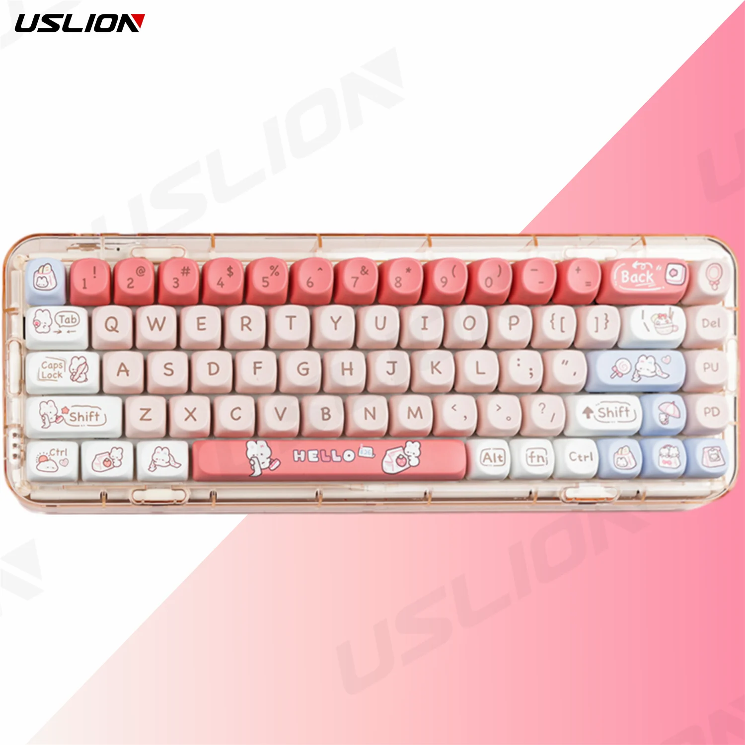 USLION 143 Keys Keycaps Shopping Rabbit Theme SOA Profile English  PBT Keycaps Set for Mechanical Keyboard