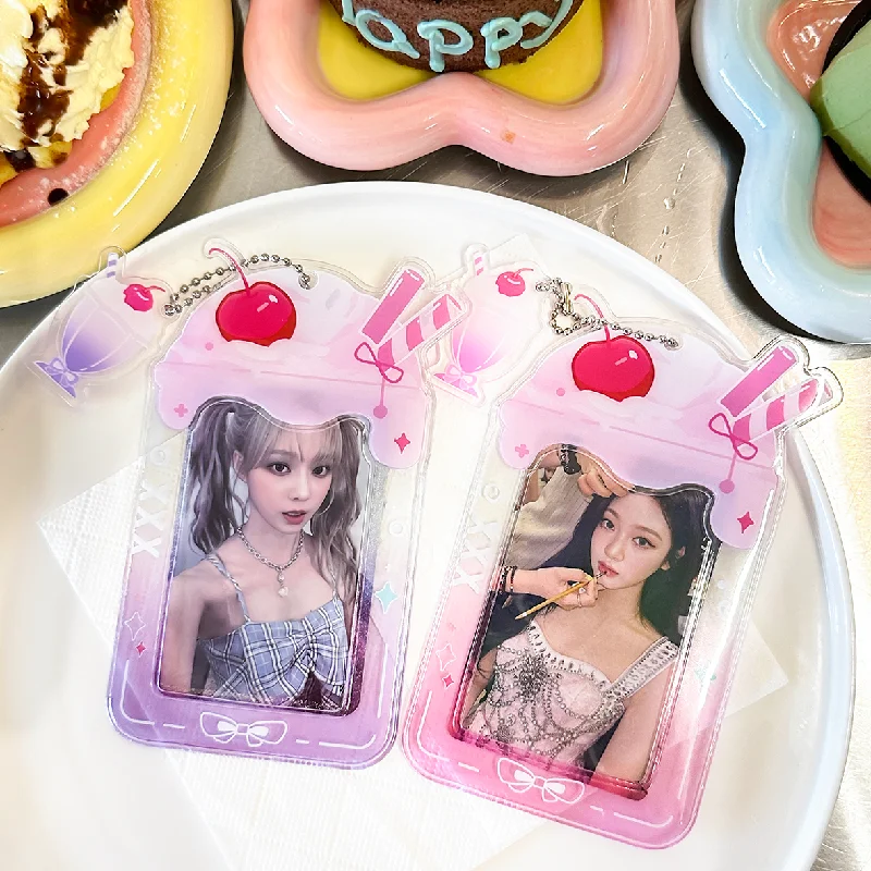 Kawaii 3 inch Kpop Photocard Holder ice cream Photo Card Holder Bag Pendant School Stationery