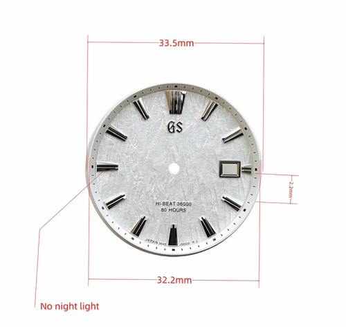 Imagen 2 del producto Accesorios para Relojes Mecánicos con Esfera NH35 de 33.5mm, Ensamblaje GS, Esfera con Manecillas GS, Tamaño de Esfera para Modificación Seiko