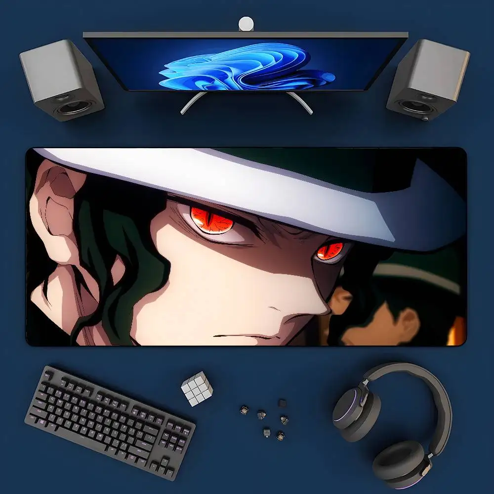 Demon Slayer Muzan Kibutsuji Anime Gaming Mouse Pad Large Rubber Keyboard Desk Mat With 2MM Stitched Edge Design