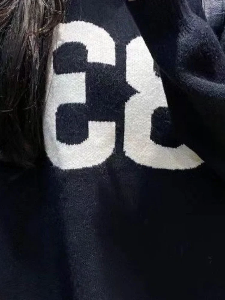 Y2K Vintage Knitted Sweater Women 2025, Growzed Harajuku Grunge Pullover, Casual Streetwear Jacquard Jumpers (72 characters)