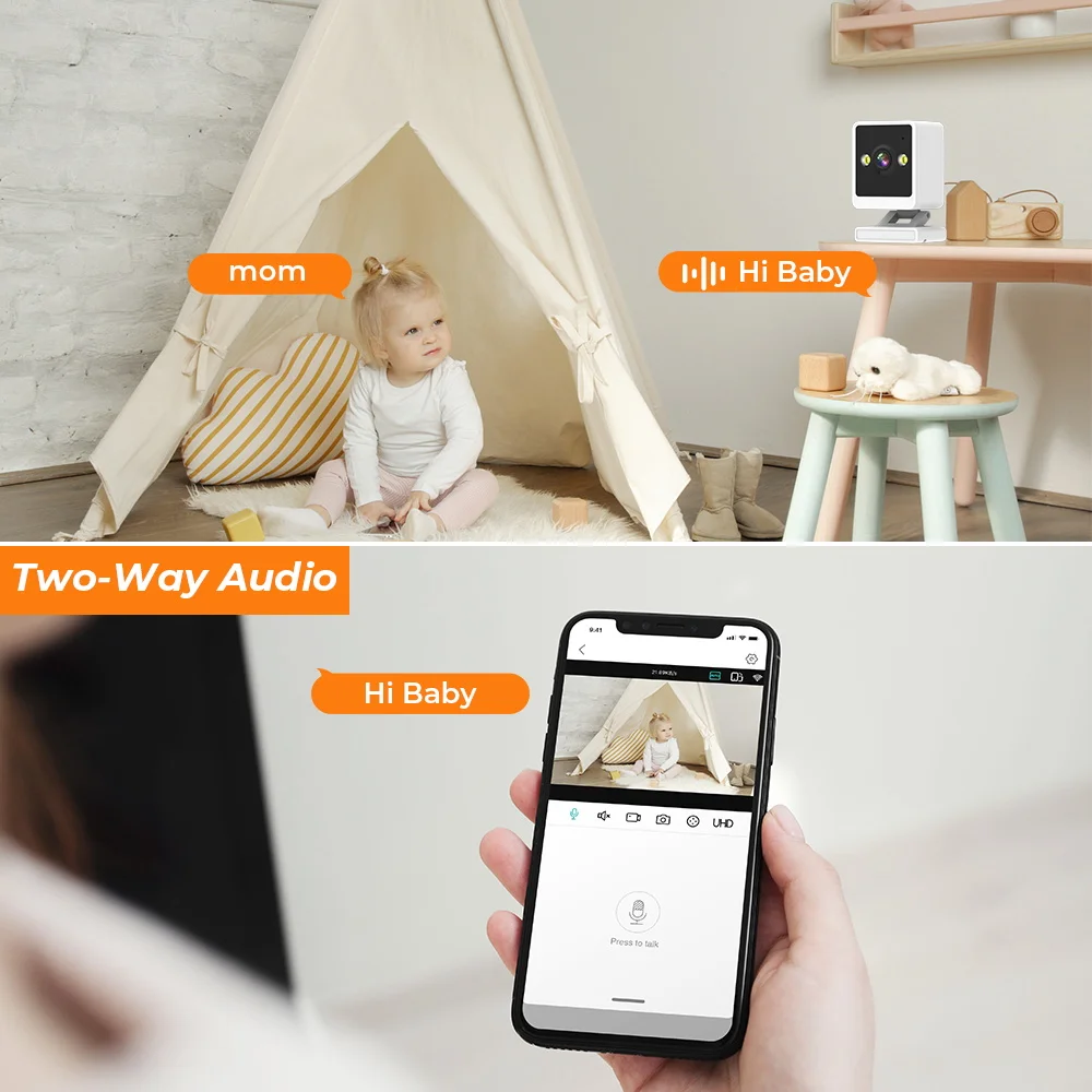 BESDER Wifi Camera IP 1080P Indoor Baby Monitor Color Night Vision Human Detect 2MP CCTV Wireless Surveillance Camera iCSee App