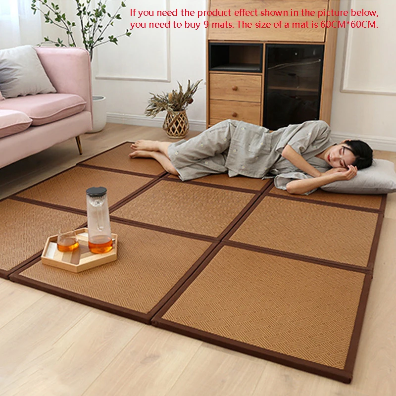 

Japanese-Style Mat Can Be Spliced ​​Carpet Living Room Bedroom Balcony Summer Rattan Mat Tatami Baby Crawling Mat 60cmx60cm