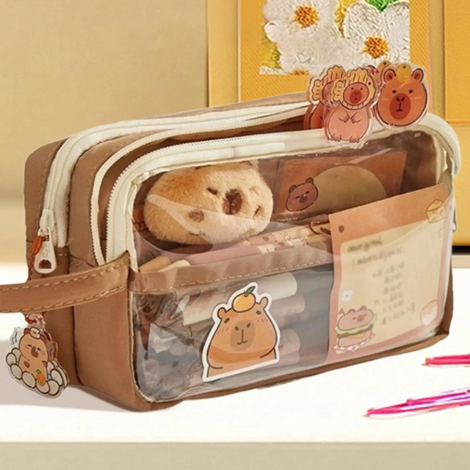 Capybara Pencil Case Portable Container Pencil Box for Teens Girls Children