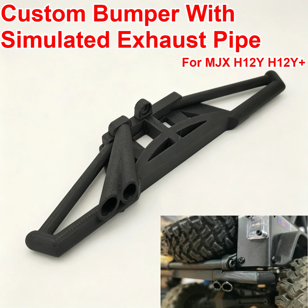 For MJX H12Y H12Y+ 1/12 RC Off Road Crawler Bumper With Simulated Exhaust Pipe Custom Model Number Decor Styling Upgrade Parts