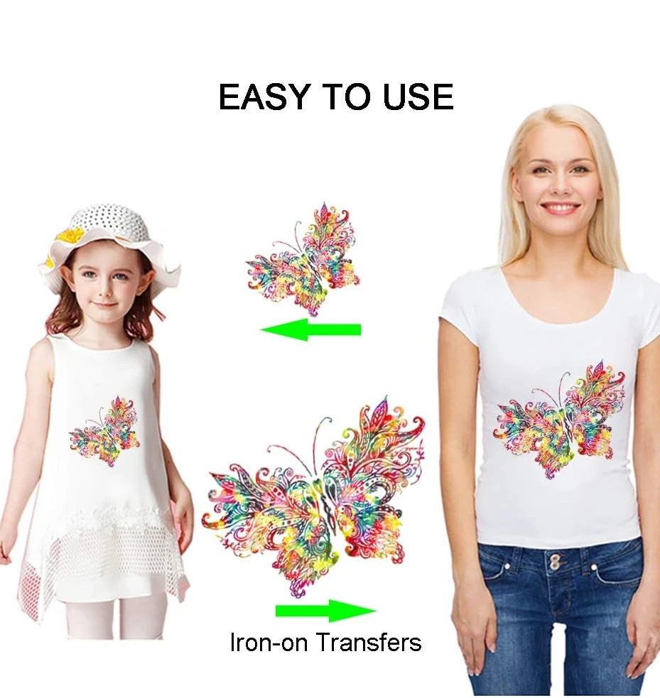 Colorful Butterfly Heat Transfer Patches Iron On Vinyl Stickers for T-Shirt Hoodie DIY Clothing Decoration Washable Applique view 4