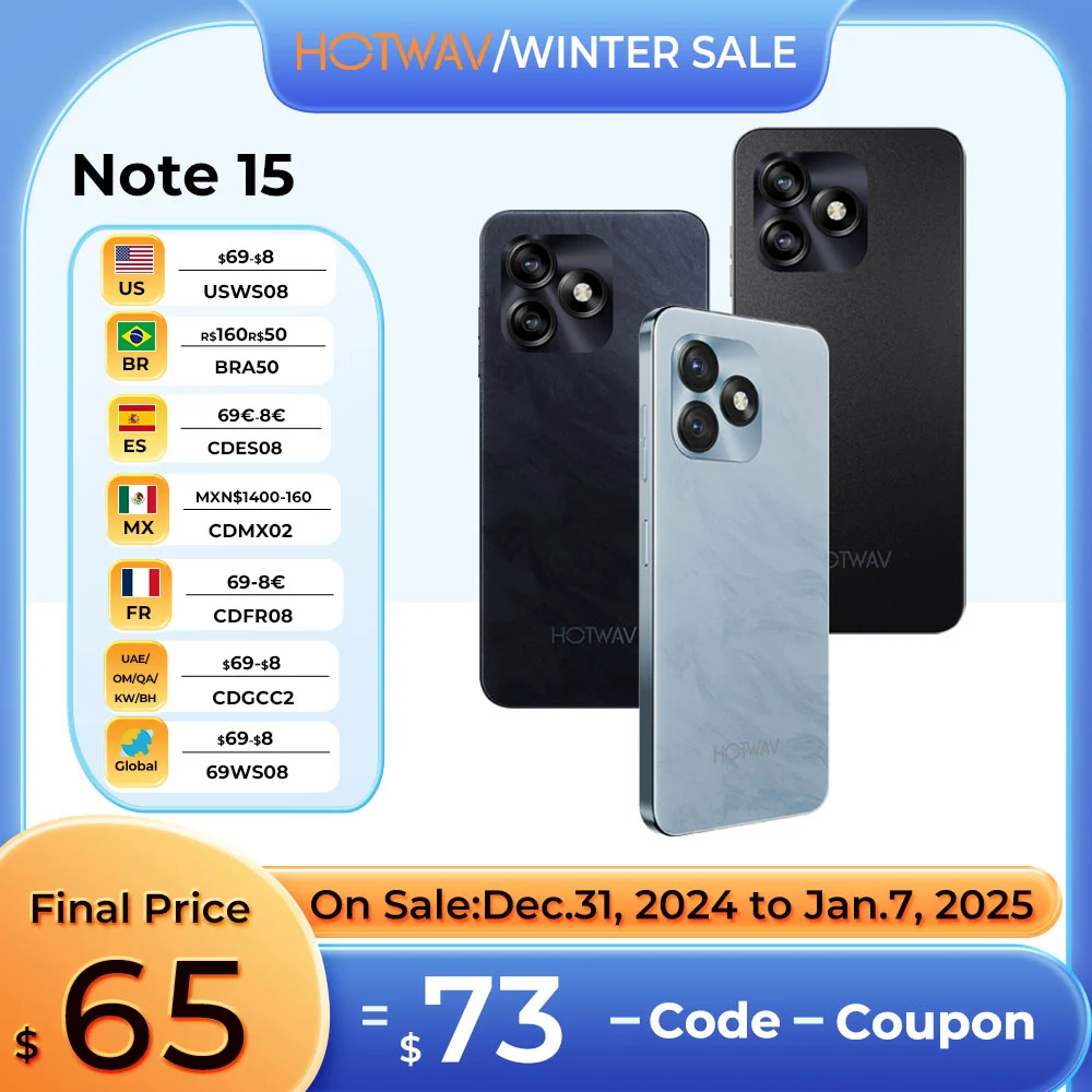 【ship from Germany】 HOTWAV NOTE 15 Smartphone Android 14 5160mAh Battery Cellphones 8GB+64GB 13MP+5MP 6.6