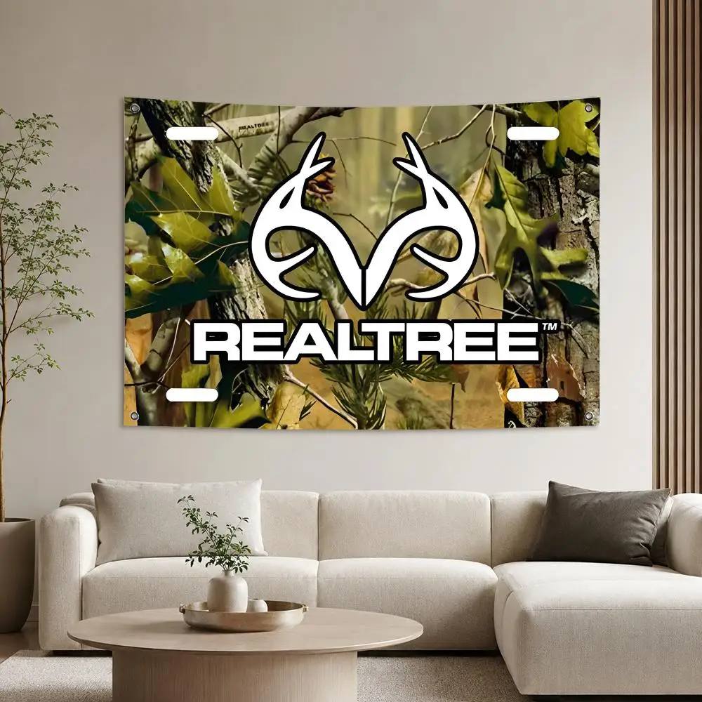 R-Realtree Real Tree Camo Flags Aesthetic Wall Tapestry Printed Wall Hanging Living Room Party Outdoor Decor