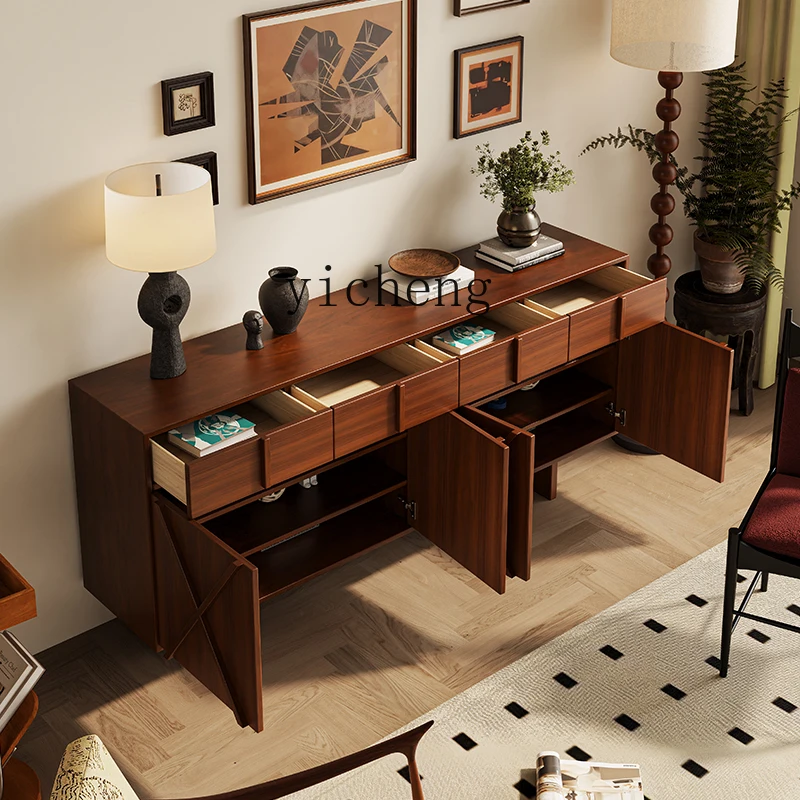 DSA medieval style entrance shoe cabinet retro solid wood dining side storage cabinet entrance decorative storage cabinet