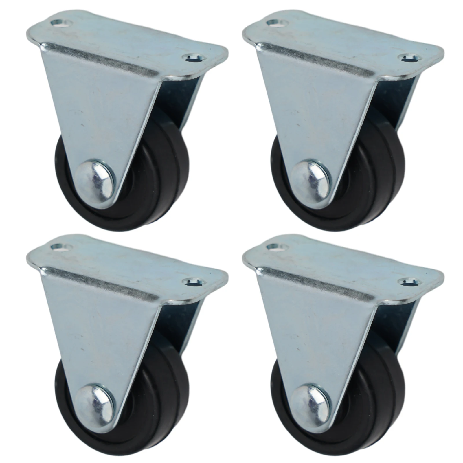 4pcs Rubber Caster Wheel Single Wheels Heavy Duty Non-Swivel Top Plat Furniture Caster For Platform Trolley Accessories