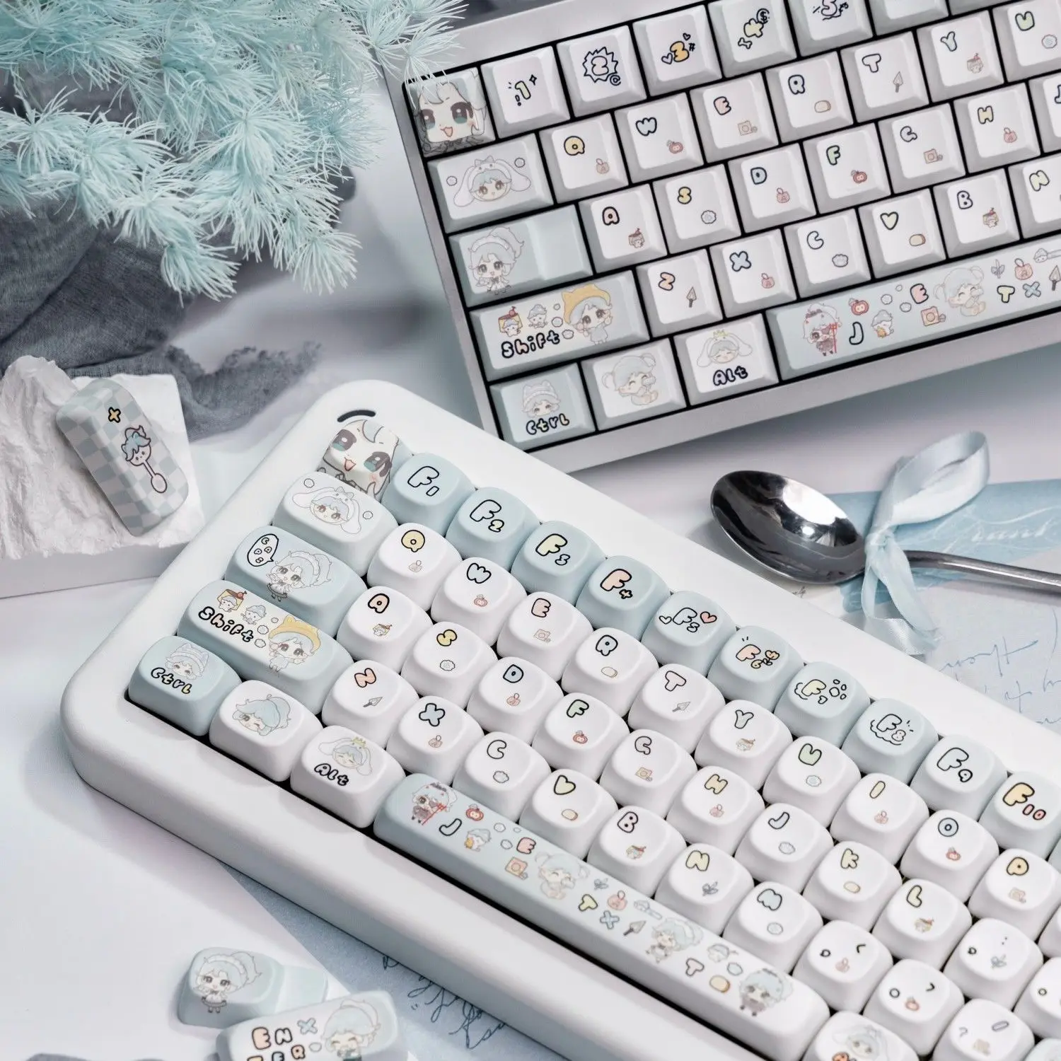 Jett Keycap لطيف Keycap MOA الملف الشخصي التخصيص هدية PBT Keycaps 131 مفاتيح صبغ الفرعية لوحة المفاتيح الميكانيكية Keycap MX التبديل